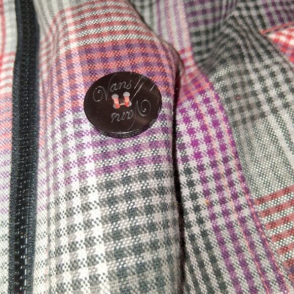 Vans Women's Checkered Plaid Hoodie Sweater Size M Pink Purple White Supercute - Picture 7 of 7